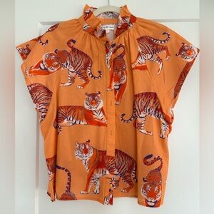 Orange Tiger Print Blouse